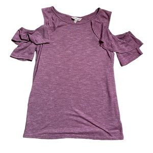 Juicy Couture Off-the should Ruffled Trim Plum T-Shirt